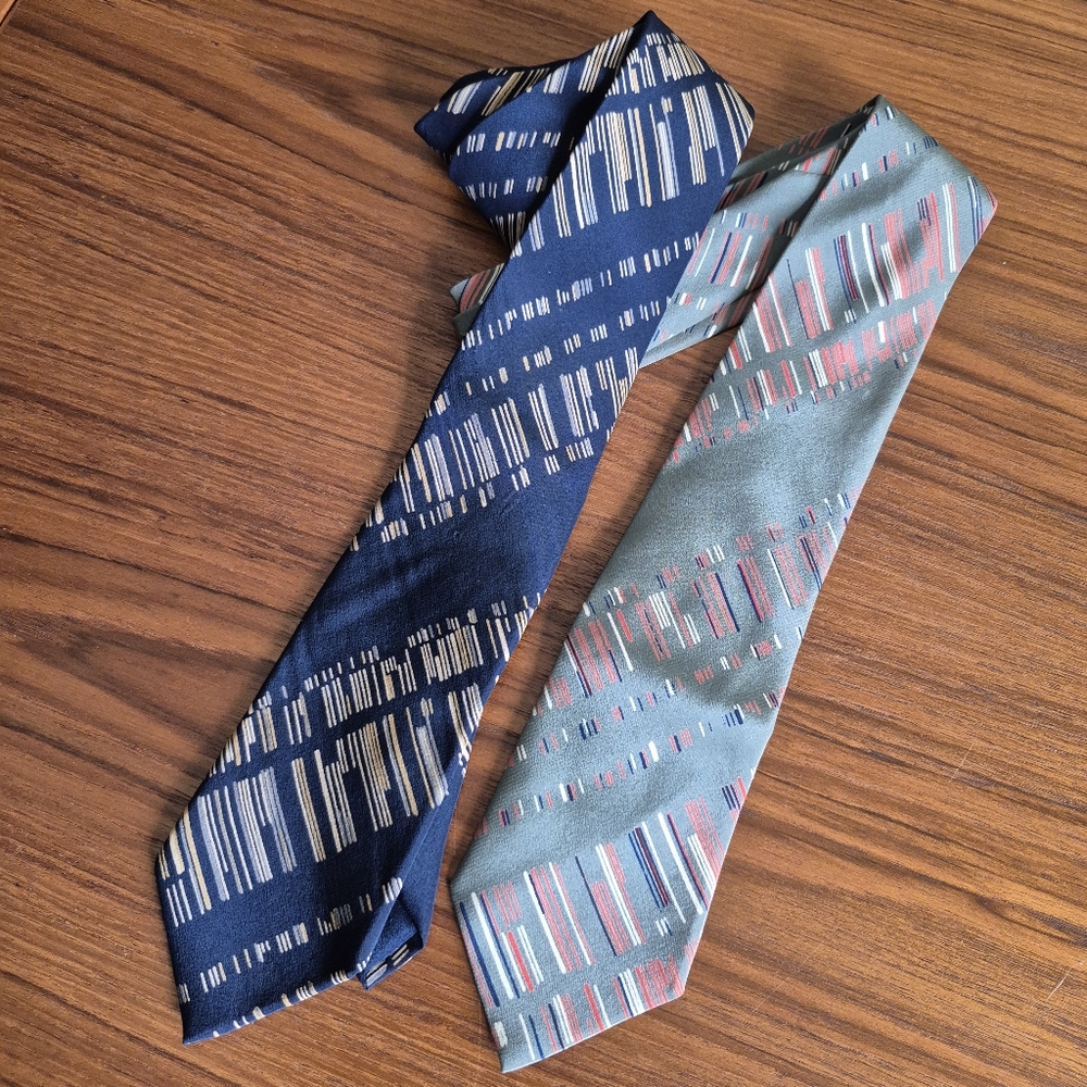 Stylish Vintage 60s  Men's Ties Set - Blue and Gray